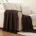 thumbnail image 5 of Battilo Dark Brown Throw Blanket for Couch, Cozy Knitted Chocolate Brown Throws for Bed Sofa,50"x60", 5 of 9
