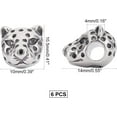 thumbnail image 2 of 1Box 304 Stainless Steel European Beads Large Hole Beads Leopard Head Antique Silver 14x10x10.5mm Hole: 4mm 6pcs/box, 2 of 5