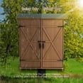 thumbnail image 7 of HestiNysus Outdoor Storage Shed with Lockable Door, Wooden Tool Storage Shed w/Detachable Shelves & Pitch Roof,Yellow Brown, 7 of 7