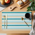 thumbnail image 2 of Teal Khaki Striped Placemats Set of 4, Farmhouse Stripes Modern Abstract Art Placemats for Dining Table, Place Mats for Kitchen Tabletop, Waterproof Wipeable Dining Table Mats Set, 2 of 9