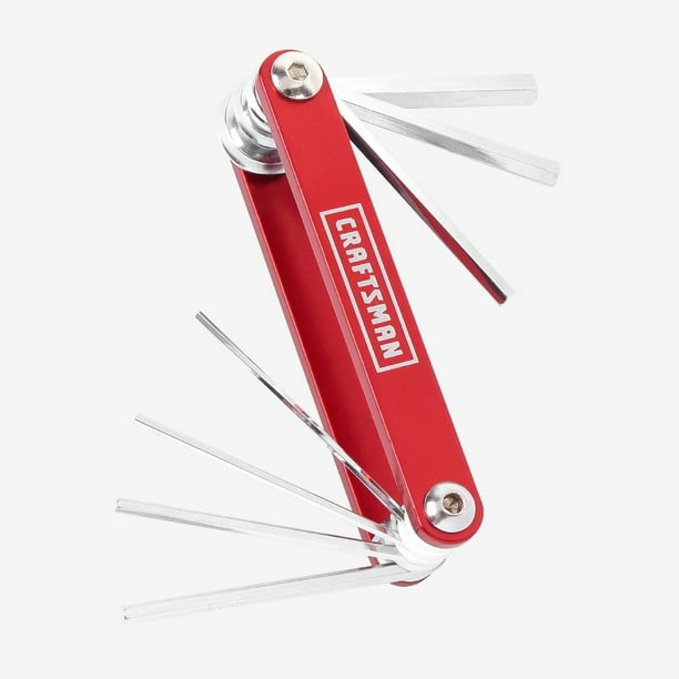 Craftsman Hex Key Set Red 7 pc. Allen Wrench SAE Metric Foldable
