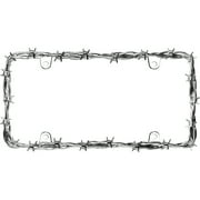 Cruiser Accessories Barbed Wire Metal License Plate Frame with Screw Caps