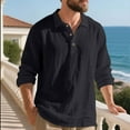 thumbnail image 6 of Xzbqbs Mens Linen Polo Shirts Casual Long Sleeve Button Shirts Lightweight Pullover Tops Classic Golf Shirts Dress Shirts for Men, 6 of 7
