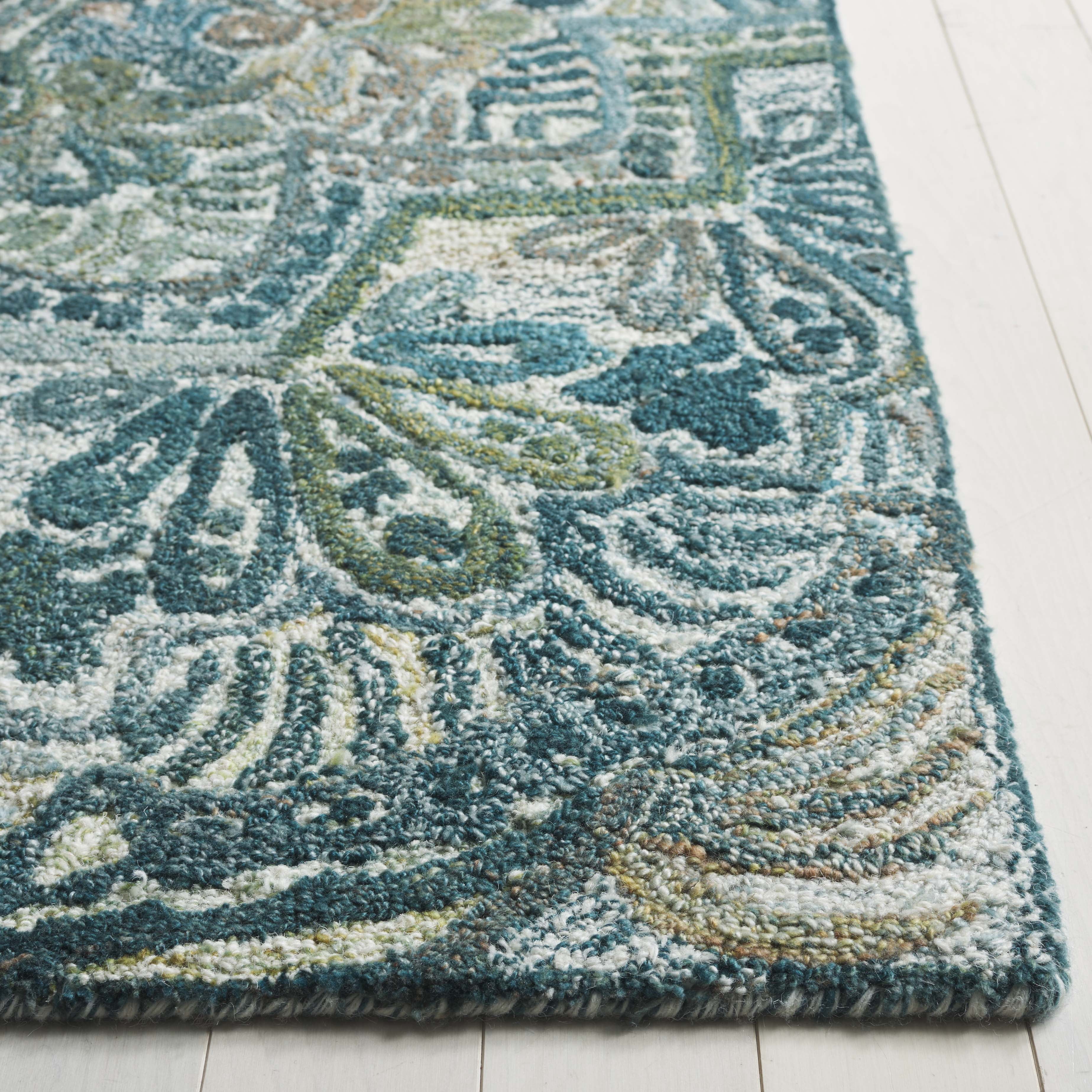 SAFAVIEH Marquee Georgiana Floral Area Rug, Aqua/Green, 6' x 6' Square