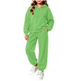 thumbnail image 6 of VIPOIN Kids Full Zip Up Fleece Hoodie and Jogger Pants Set, Cozy Solid Color Tracksuit for Daily Wear, 6 of 7