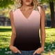 thumbnail image 2 of Mujeres sin mangas Tops de verano gradiente color fuera de posición impresión V-cuello blusa casual Mujeres V-cuello de verano Tops, 2 of 8
