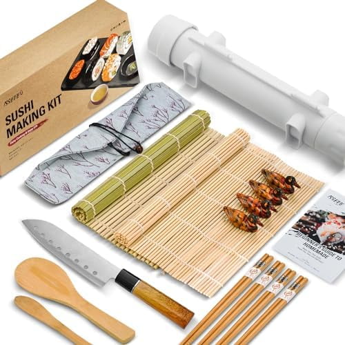 Sushi Making Kit Sushi Bazooka Maker with Bamboo Mats and Chopsticks, Paddle, Spreader, Sushi Knife, DIY Sushi Roller Machine