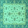 thumbnail image 1 of Ahgly Company Indoor Square Oriental Turquoise Blue Traditional Area Rugs, 8' Square, 1 of 4