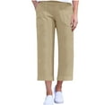 thumbnail image 3 of Kmdttou Stretch Workout Cargo Capri Pants for Women plus size Solid Color Loose Casual Wide-leg Cropped Trousers, 3 of 9
