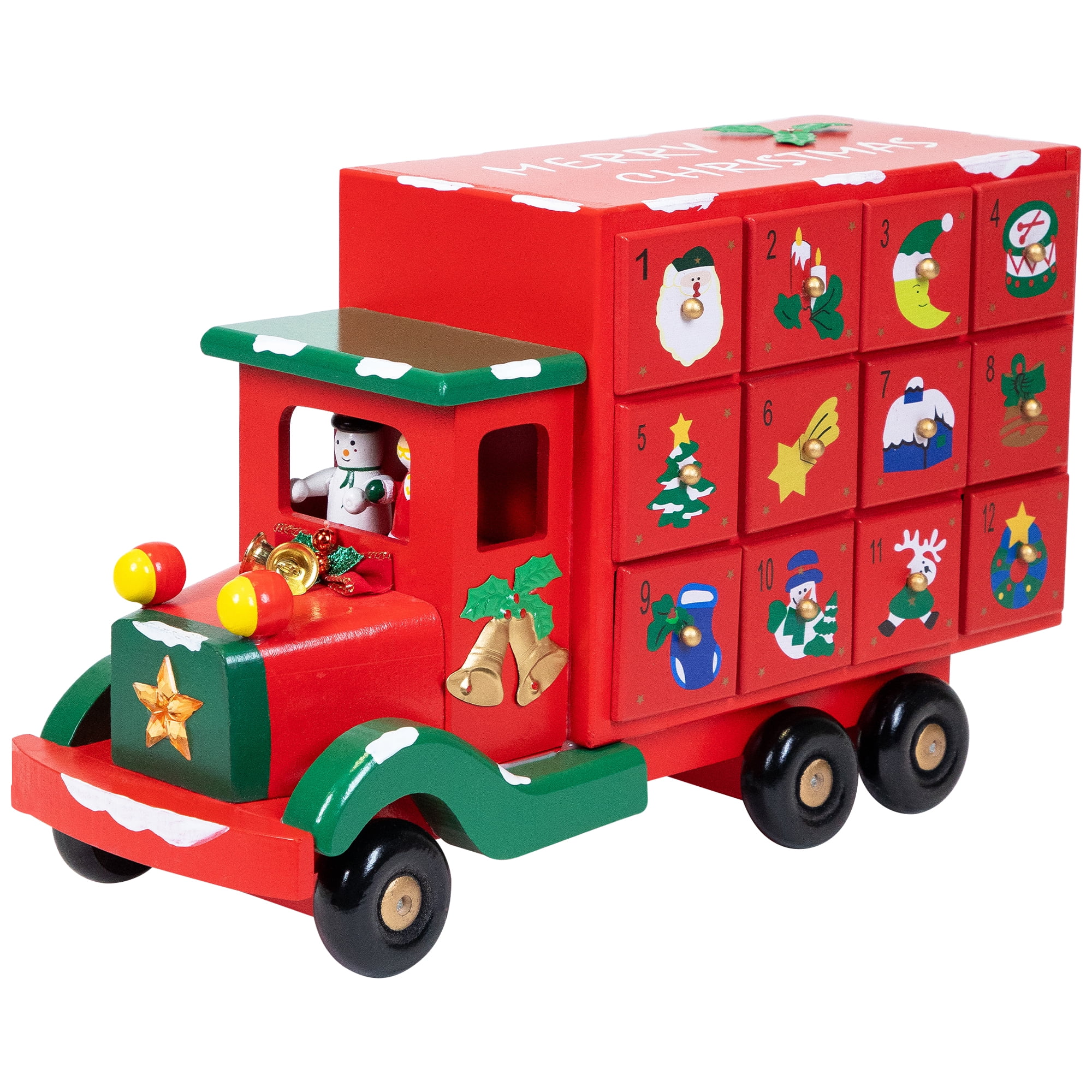 Northlight Advent Calendar Storage Truck Christmas Decoration - 14" - Red
