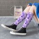 thumbnail image 5 of Fotbe Violet Calcetas Divertidas Estampadas para Hombre y Mujer, Calcetas de Algodón hasta la Rodilla para Caminar, Correr, Enfermería y Embarazo, 5 of 6
