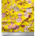 thumbnail image 1 of Soimoi Yellow Cotton Voile Fabric Leaves & Artistic Floral Print Fabric by Yard 56 Inch Wide, 1 of 1