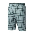 thumbnail image 4 of Mens Shorts Summer Plaid Print Shorts Zipper Fly Semi Elastic Waist Pocket Blue L, 4 of 5