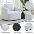 thumbnail image 5 of 360 °   Swivel Round Upholstered Comfy Chair With One Soft Pillow, Teddy Fleece High-Resilience Sponge Single Sofa, No Assembly for Living Room, Bedroom, Apartment, Blue, 5 of 12