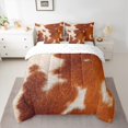 thumbnail image 2 of Manfei Farm Cowhide 7pcs Bedding Comforter Set,Rustic Farmhouse Cabin Queen Bedding Sets,Orange Beige Cow Hide Queen Sheet Sets For Men Women,Ultra Soft Home Decor, 2 of 8