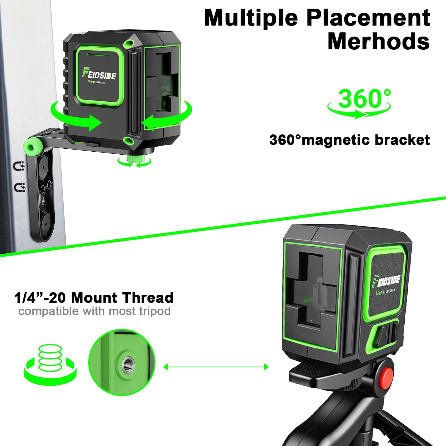 Laser Level with Tripod, Self-Leveling Cross Line Laser, Vertical and Horizontal Line, Rotatable 360 Degree, Manual Self leveling and Pulse Mode,IP54 Waterproof