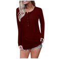 thumbnail image 2 of Ichuanyi Womens Tops, Summer Clearance Womens V Neck Shirts Long Sleeve Solid Basic Tops Tees, 2 of 4