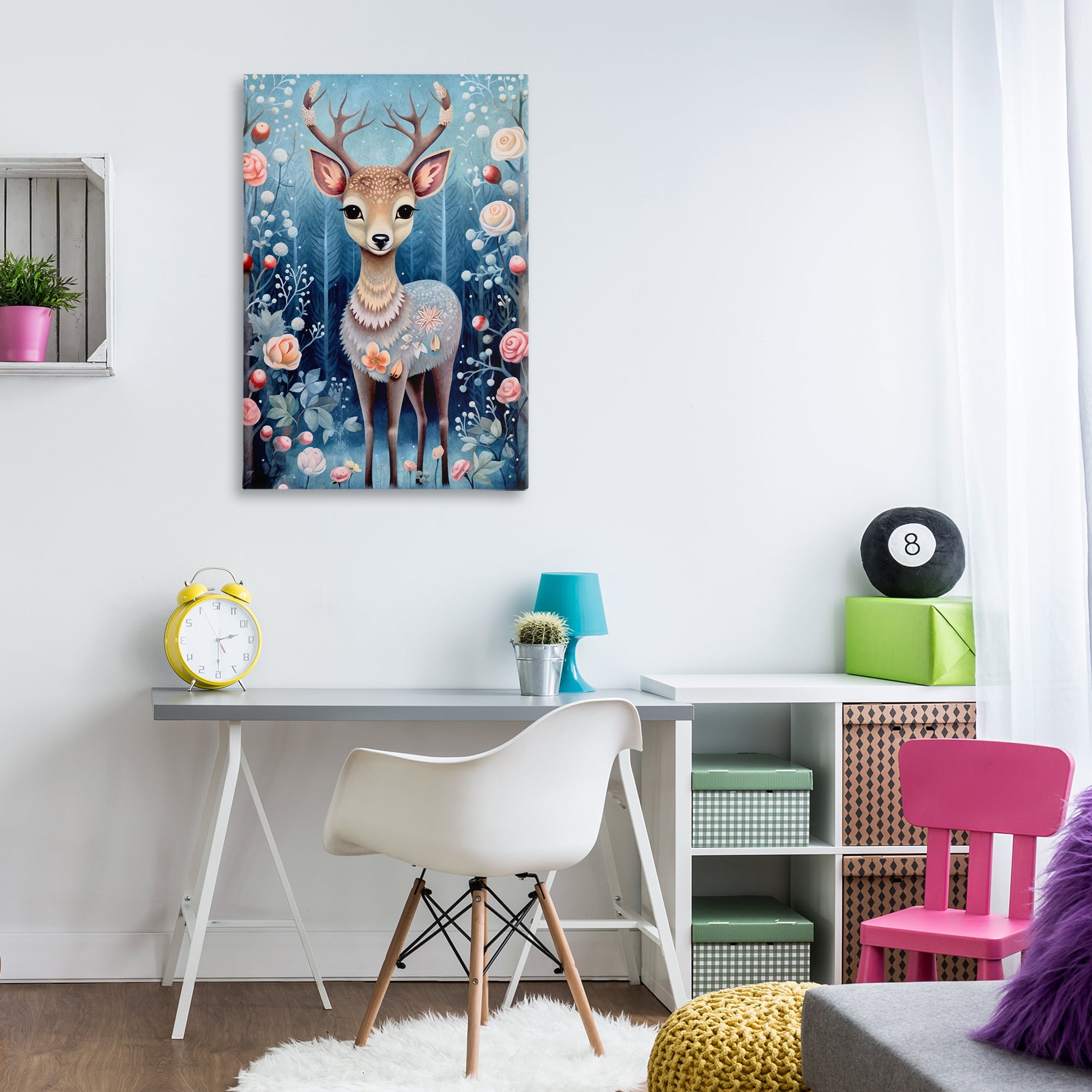Stupell Industries Woodland Pattern Deer Animals & Insects Painting Gallery Wrapped Canvas Art Print Wall Art, 24 x 36