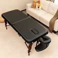 thumbnail image 2 of Gymax Portable Folding Massage Table Height Adjustable Spa Bed Beech Wood Face Cradle, 2 of 10