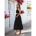 thumbnail image 6 of Women'S Casual Smock Layered Tiered Skirt High Waisted A Line Flowy Long Skirts with Pockets Black L, 6 of 8