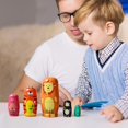 thumbnail image 5 of 5 Layer Wooden Animal Nesting Dolls Beautiful Matryoshka Doll Toy Gift - Lion, 5 of 6