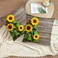 thumbnail image 2 of Throw Pillow Covers Set of 2, Sunflowers on Wooden Board Home Decorative Pillowcases Cushion Case Covers for Couch Bed Sofa 18x18 Inch, 2 of 5