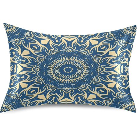 Hotbar Floral Mandala Pattern Satin Pillowcase for Hair and Skin Silk Pillowcase, Queen Size(20x30 inches) - Slip Cooling Satin Pillow Covers with Envelope Closure(423)
