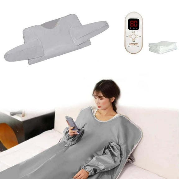 Sleeves Design Far-Infrared Sauna Blanket Fast Heating with Digital Control, Intelligent Remote Control 110V Pain Relief Detox Sauna Bed