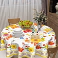 thumbnail image 5 of Boho Yellow Floral Round Tablecloth 60 Inch Summer Fall Wild Flower Table Cloth Modern Bohemia Farmhouse Polyester Cover Outdoor Decorative Indoor Kitchen Dining Party, 5 of 6