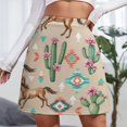 thumbnail image 3 of Southwest Horses Cacti Geometric Pattern Women's High Waist Skirt Stretchy Casual Mini Skirt, 3 of 8