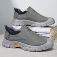 thumbnail image 2 of Men's Slip‑On Low‑Top Work Utility Shoes, Faux Leather Upper Round‑Toe Reinforced Toe Cap Rugged Block Outsole Comfort Footwear For Daily Work And Casual Wear, 2 of 7
