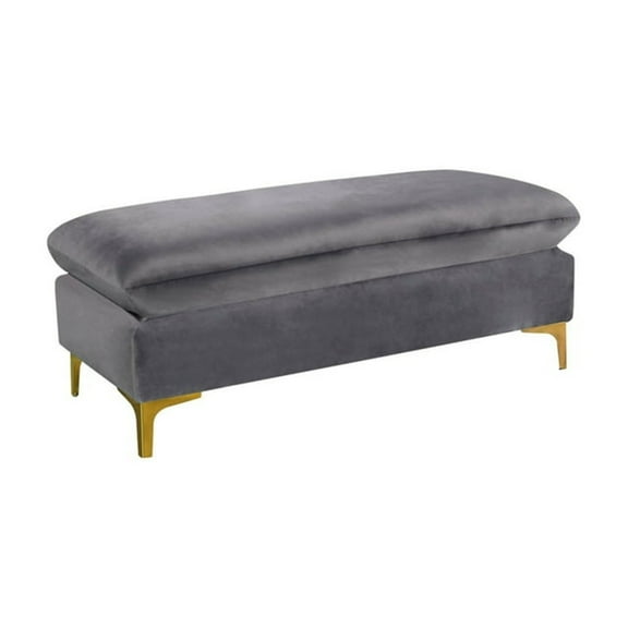 Homestock Suburban Sophistication Grey Velvet Ottoman