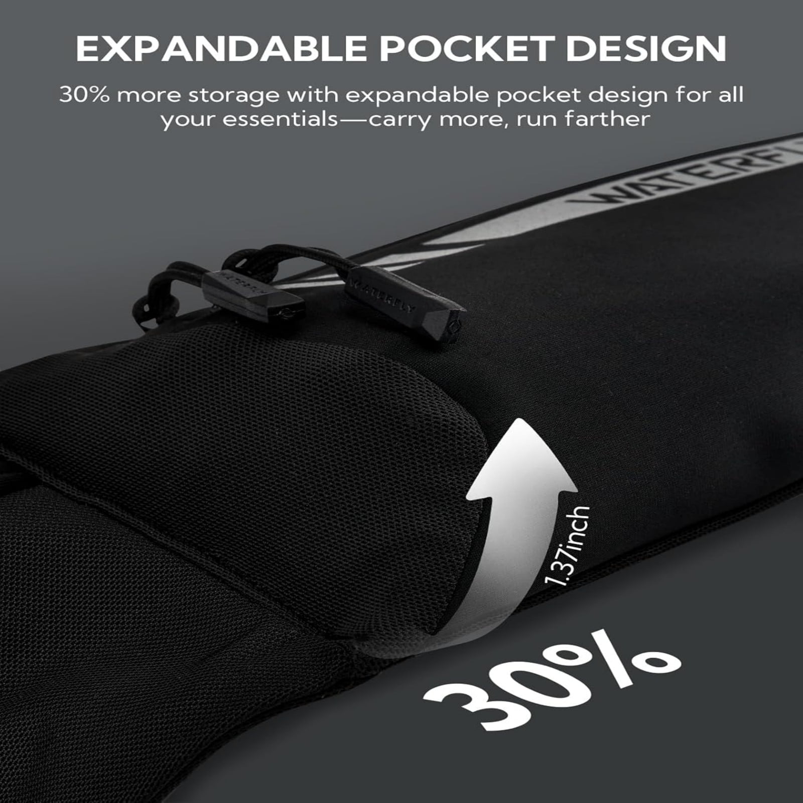 WATERFLY Unisex Adjustable Marathon Jogging Fitness Nylon Running Waist Belt,Black