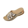 thumbnail image 2 of ATENAR Women Sandals Comfortable Slide Sandals for Women Casual Womens Shoes Gold 7, 2 of 7