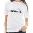 thumbnail image 3 of Oversized Tennis Ball and Rack Graphic Design Ring Spun Combed Cotton Short Sleeve Deluxe Jersey T-Shirt - White XL, 3 of 4