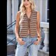 thumbnail image 5 of Suéter de Punto A Crochet para Mujer, Sin Mangas, con Cuello en V y Lazo Frontal, A Rayas, Estilo , para Verano 2025 Marrón M, 5 of 9