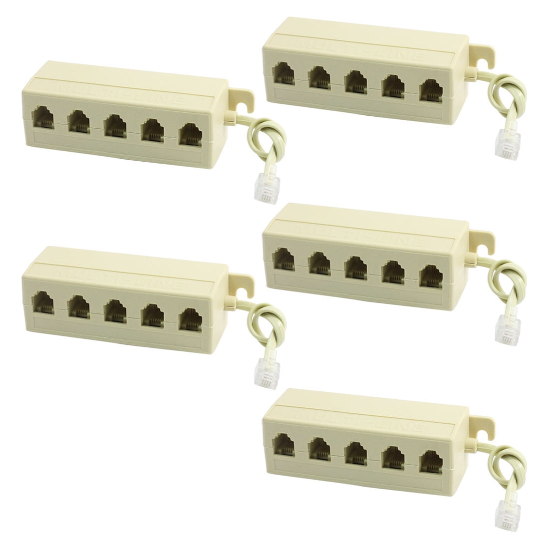 Unique Bargains 5PCS RJ11 6P4C M to 6P2C F 5 Way Telephone Jack