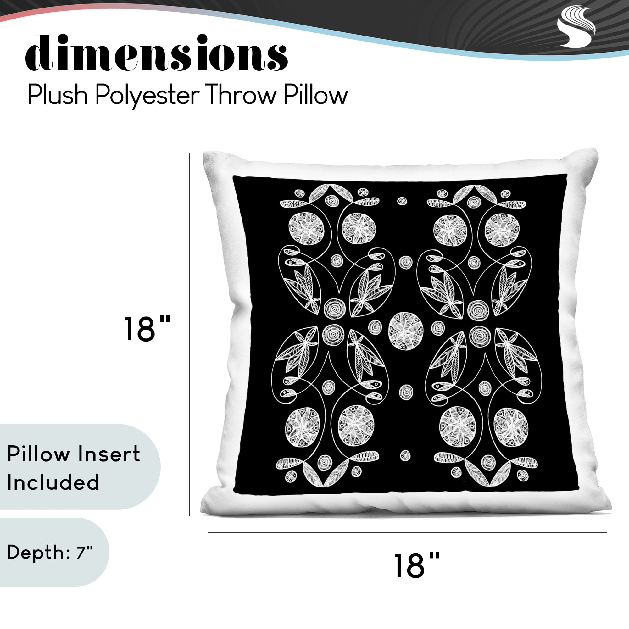 Stupell Industries Symmetrical Flower-Like Patterns Decorative Printed Throw Pillow, design by El Perkin