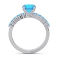 thumbnail image 4 of 2.25 Carat Round Shape Blue Topaz Gemstone Elegant Engagement Ring for Ladies 18K White Gold Size 6 by Diamond-Capitals, 4 of 7