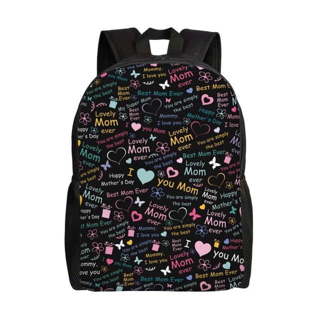 Disketp I love you Mom Mochila Unisex de Apertura Lateral Completa, Mochila para Laptop para Escuela, Trabajo y Viajes