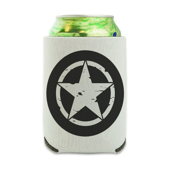 Oscar Mike On Mission Move Vintage Military Star Can Cooler - Drink Sleeve Hugger Collapsible Insulator - Beverage Insulated Holder