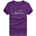 thumbnail image 3 of Summer Savings Clearance!LEBONYARD Summer Tops for Women 2024,Unisex T-shirt Printed Pattern Casual Fashion Soild Color Short Sleeve Tops Purple S, 3 of 5