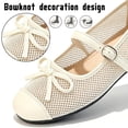 thumbnail image 3 of CHICVOMEY Women’s Mesh Mary Jane Ballet Flats Bow Knot Square Toe Soft Sole Shoes Breathable Slip On Flats with Adjustable Buckle Strap for Casual Office Summer Daily Wear, 3 of 7