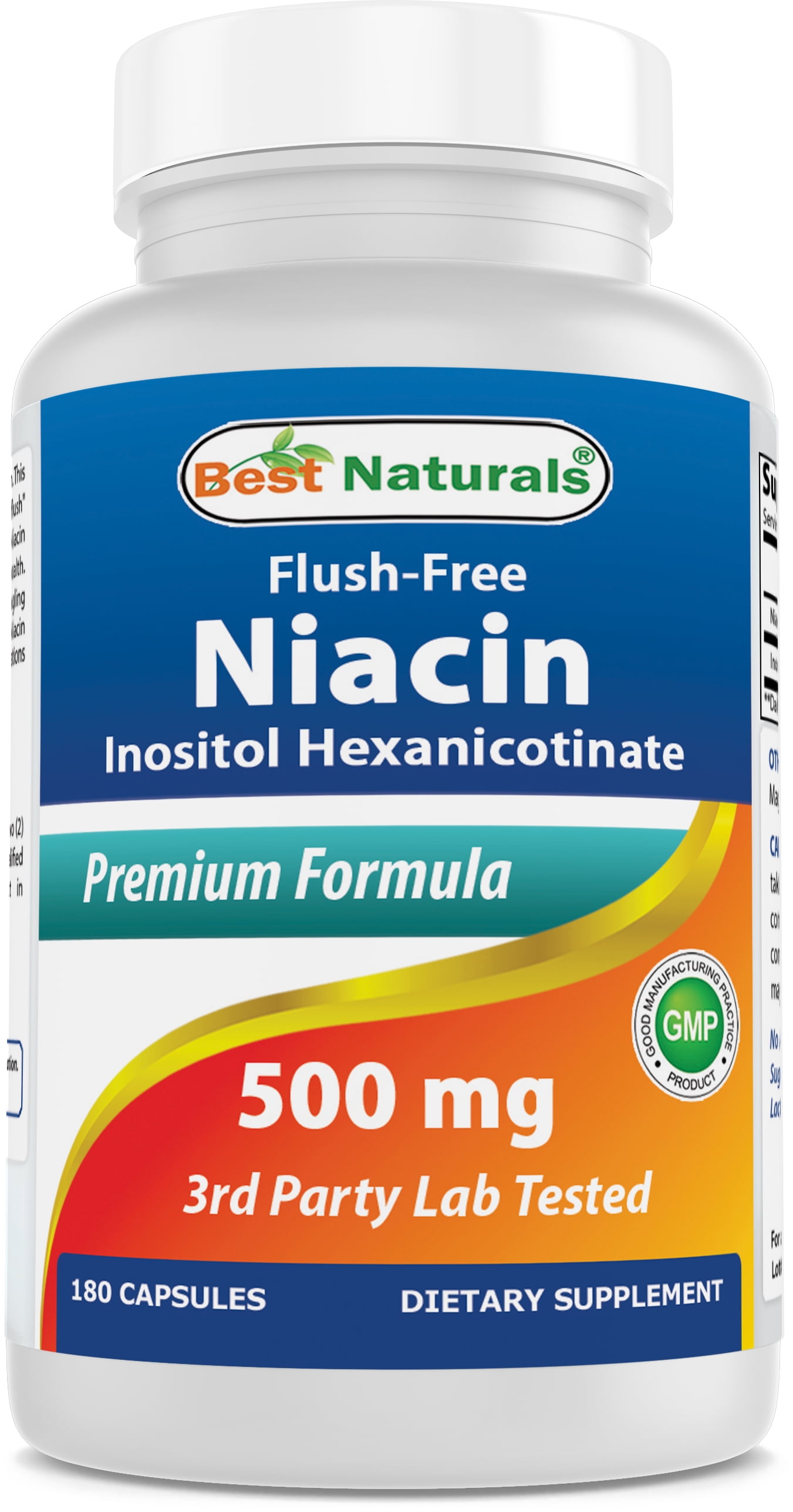 Best Naturals Flush Free Niacin 500 mg 180 Capsules