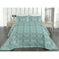 thumbnail image 2 of Ambesonne Vintage Quilted Bedspread Set 3 Pcs, Folk Pattern Leafy Branches, Queen, Sky Blue Ivory Teal, 2 of 4