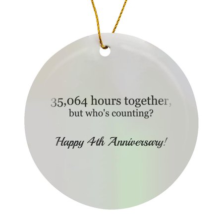 3drose Happy 4th Anniversary – 35064 Hours Together Circle Porcelain Ornament