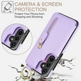 thumbnail image 4 of Cutyskin for Samsung Galaxy S21 Plus Wallet Case【RFID Blocking】 with Card Holder Cash Pocket Zipper Bills Slot, Soft PU Leather Magnetic Back Folio Kickstand, Finger Ring Holder Hook Case, Purple, 4 of 9