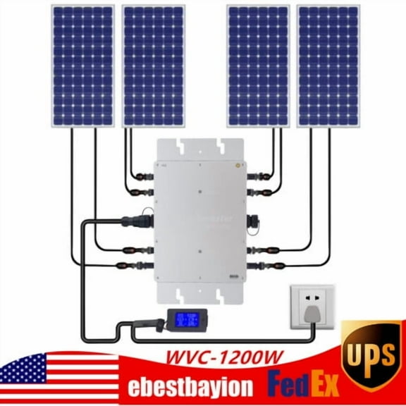 Solar Micro Inverter WVC-1200W Grid Tie MPPT Pure Sine Wave DC to AC Waterproof