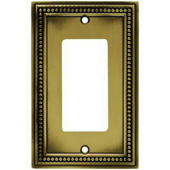 W10237-ABT Antique Brass Beaded Single GFCI Cover Plate