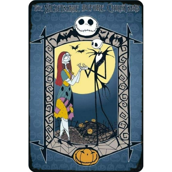 Jack Skellington Tin Sign Nightmare Before Christmas Wall Art 8x12 inch Horror Movie Decor Metal Sign